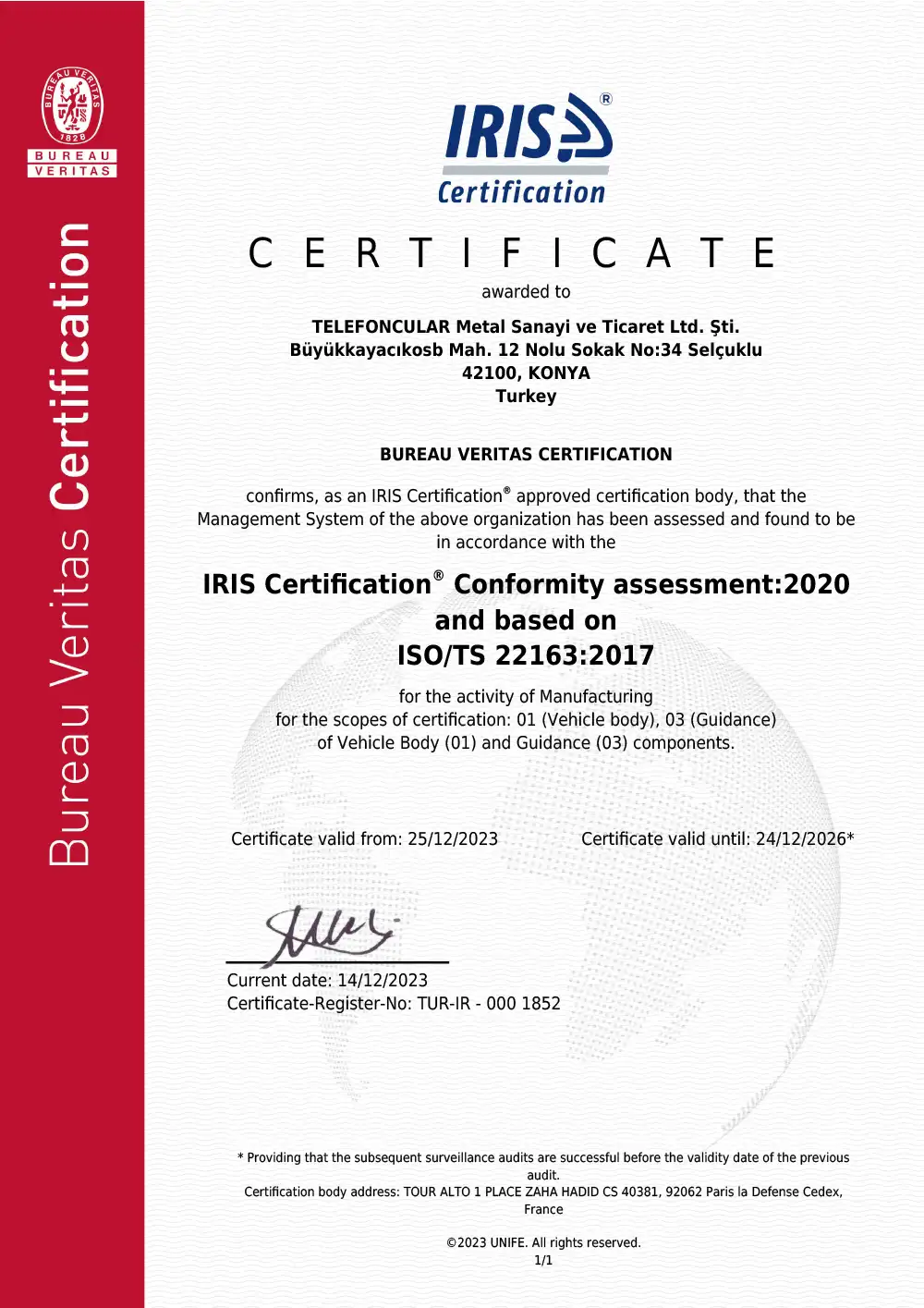 ISO/TS 22163:2017 belgesi